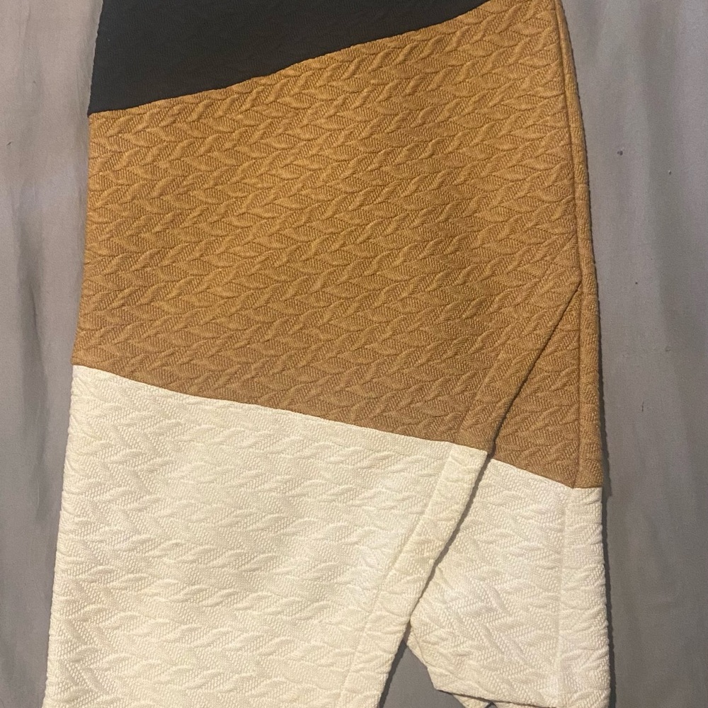 Anthropologie - HD in Paris Tan and Cream Asymmetrical Wrap Midi Skirt